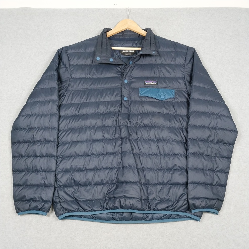 Patagonia Down Snap T Mens Medium Blue Pullover Jacket Insulated Lightweight